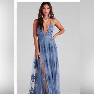 Morgan Formal Flocked Velvet Dress